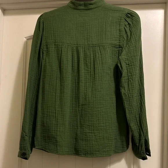 J. Crew Forest Green Textured Blouse - Picture 2 of 3